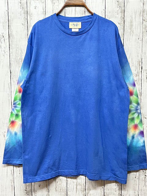 タイダイ染め 長袖Tシャツ　XLサイズ 　曼荼羅 　ブルー　HIPPIES DYE新作