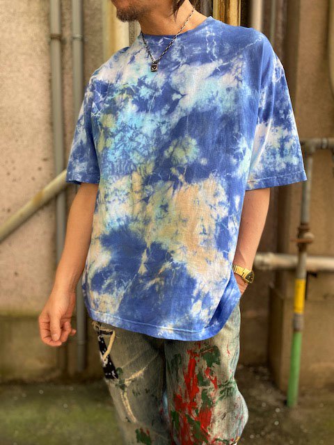 タイダイ染め ビッグシルエット Tシャツ XLサイズ ブルー Hippies Dye