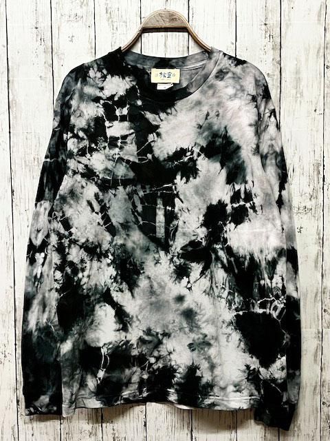 タイダイ染め 長袖Tシャツ Mサイズ ブラック ムラ染め HIPPIES DYE