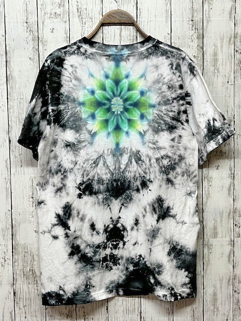 タイダイ染め Tシャツ Mサイズ 曼荼羅 ブラック ムラ染め Hippies Dye