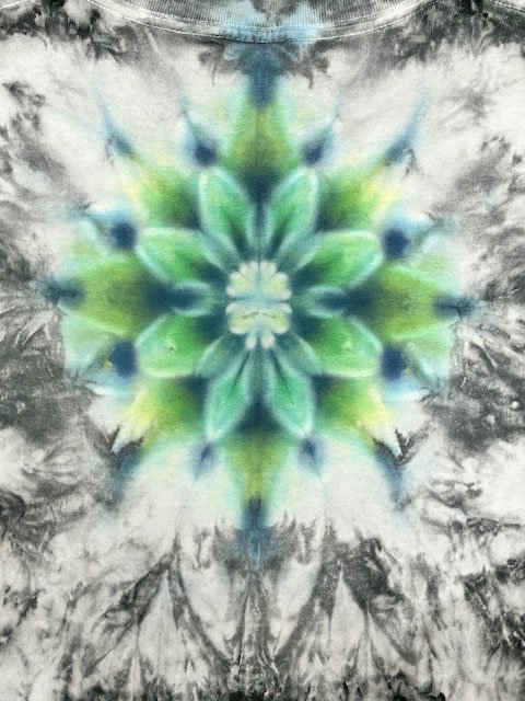 タイダイ染め Tシャツ Mサイズ 曼荼羅 ブラック ムラ染め Hippies Dye