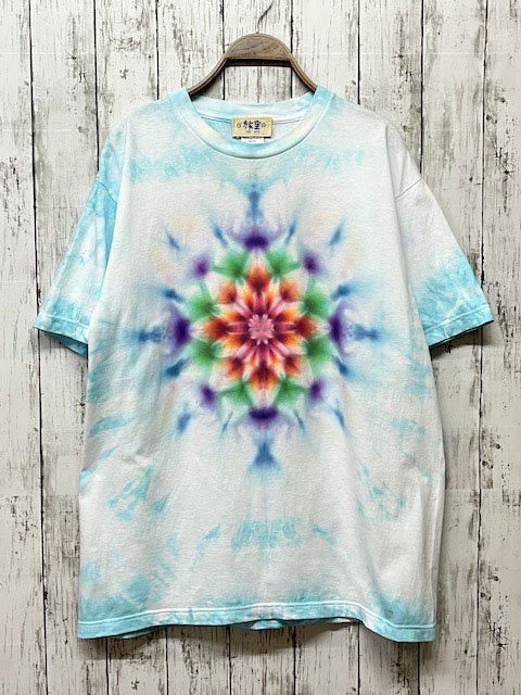 タイダイ染め Tシャツ　Lサイズ　曼荼羅　ブルームラ染め　Hippies Dye