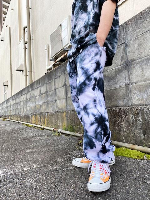 タイダイ染め スウェットパンツ Lサイズ BLACK ムラ染め