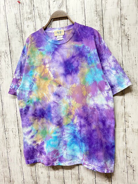 タイダイ染め Tシャツ XLサイズ パープル ムラ染め Hippies Dye