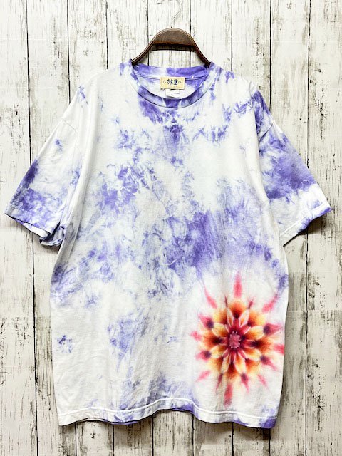 タイダイ染め Tシャツ XLサイズ 曼荼羅 パープル ムラ染め Hippies Dye