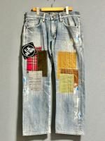 ハンドメイドリメイク カラフルタイダイ パッチワークパンツ ハンドメイドリメイク カラフルタイダイ パッチワークパンツ