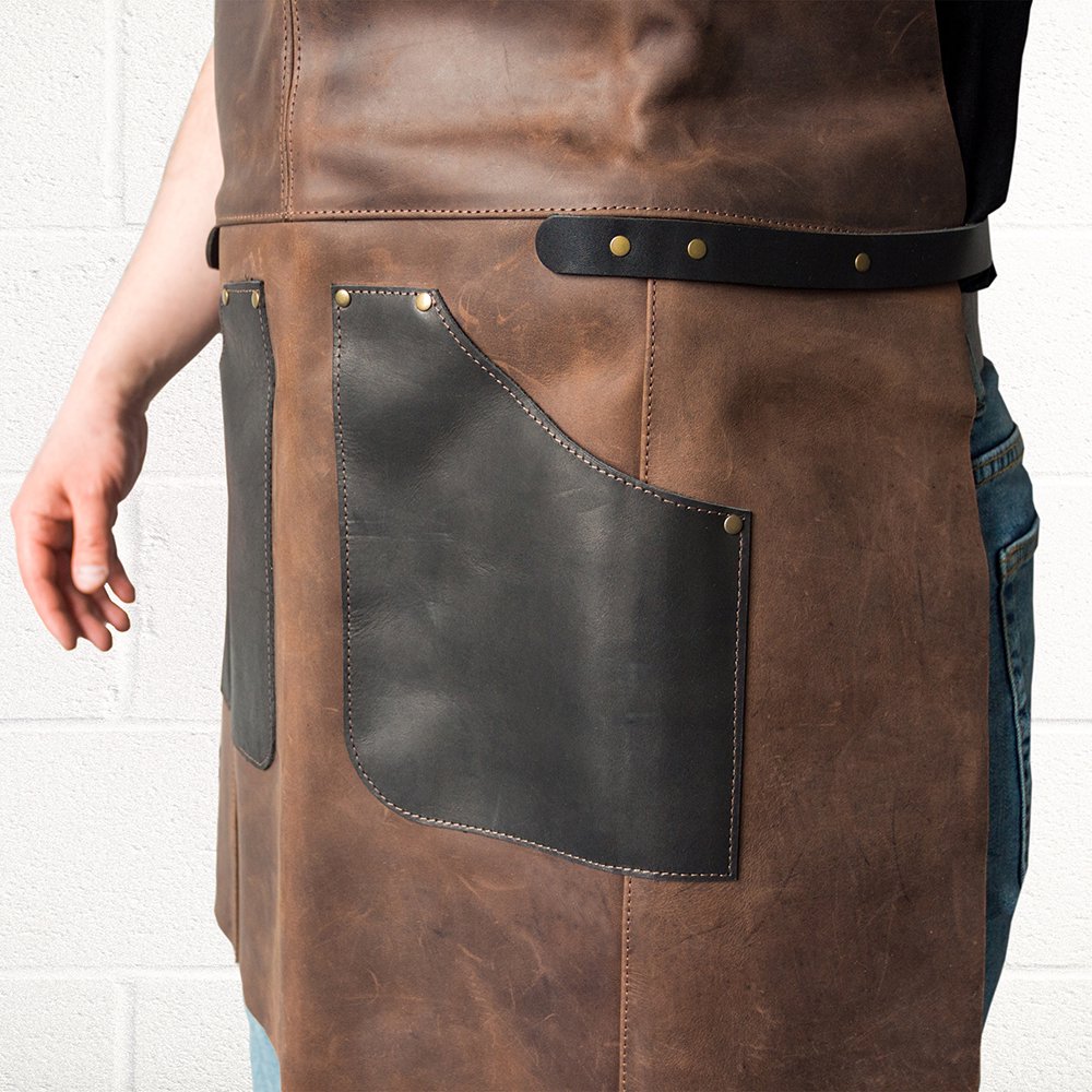 ビーバークラフト レザーエプロン ブラック＆ブラウン 本革 Beaver Craft Genuine Leather Apron Black&Brown