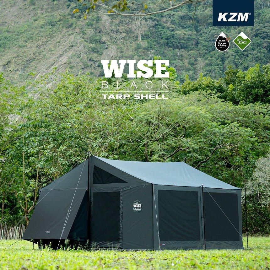 KZM ワイズブラックタープシェル キャンプ テント 4～5人用 大型テント カズミ アウトドア KZM OUTDOOR WISE BLACK  TARP SHELL