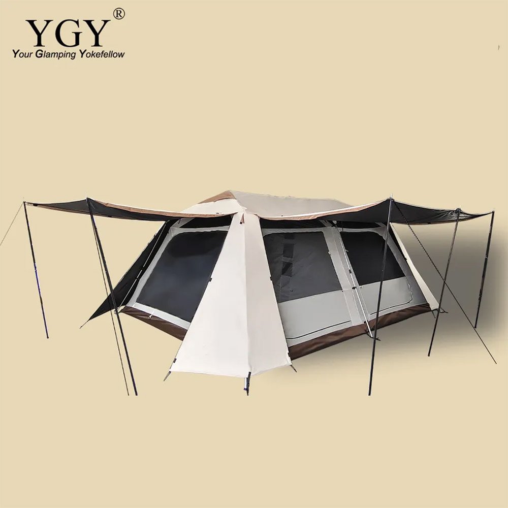 YGY インスタントキャビンテント 全自動ポータブル折りたたみテント ファミリーテント 簡単セットアップ 防水防風 ダブルウォール
