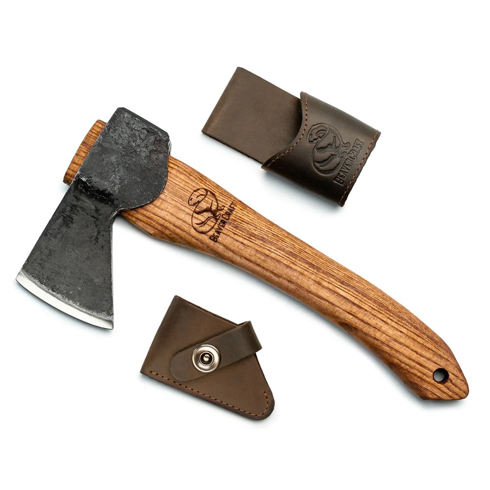 ビーバークラフト コンパクト 木製手斧 彫刻斧 レザーシース Beaver