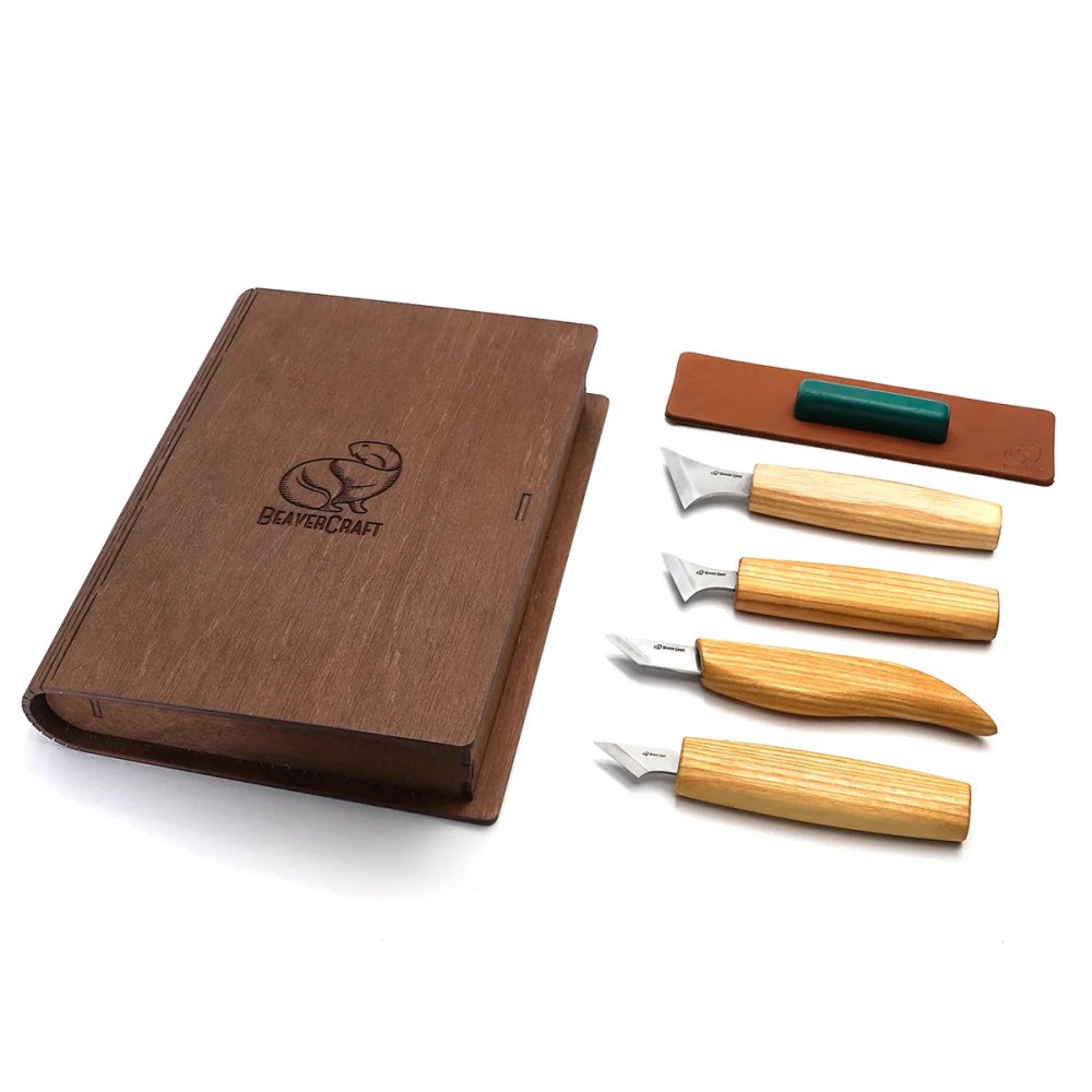 ビーバークラフト ブックボックス ウッドカービングセット Beaver Craft S05 book Geometric Wood Carving  Knife Set in gift book-box