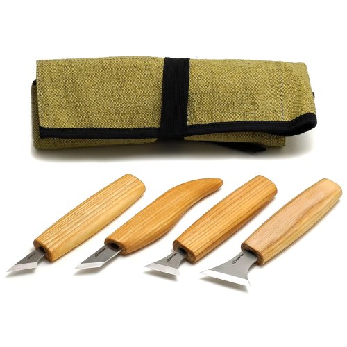 ビーバークラフト チップウッドカービングナイフセット Beaver Craft S05 Geometric Wood Carving Knife Set (4 knives in roll)
