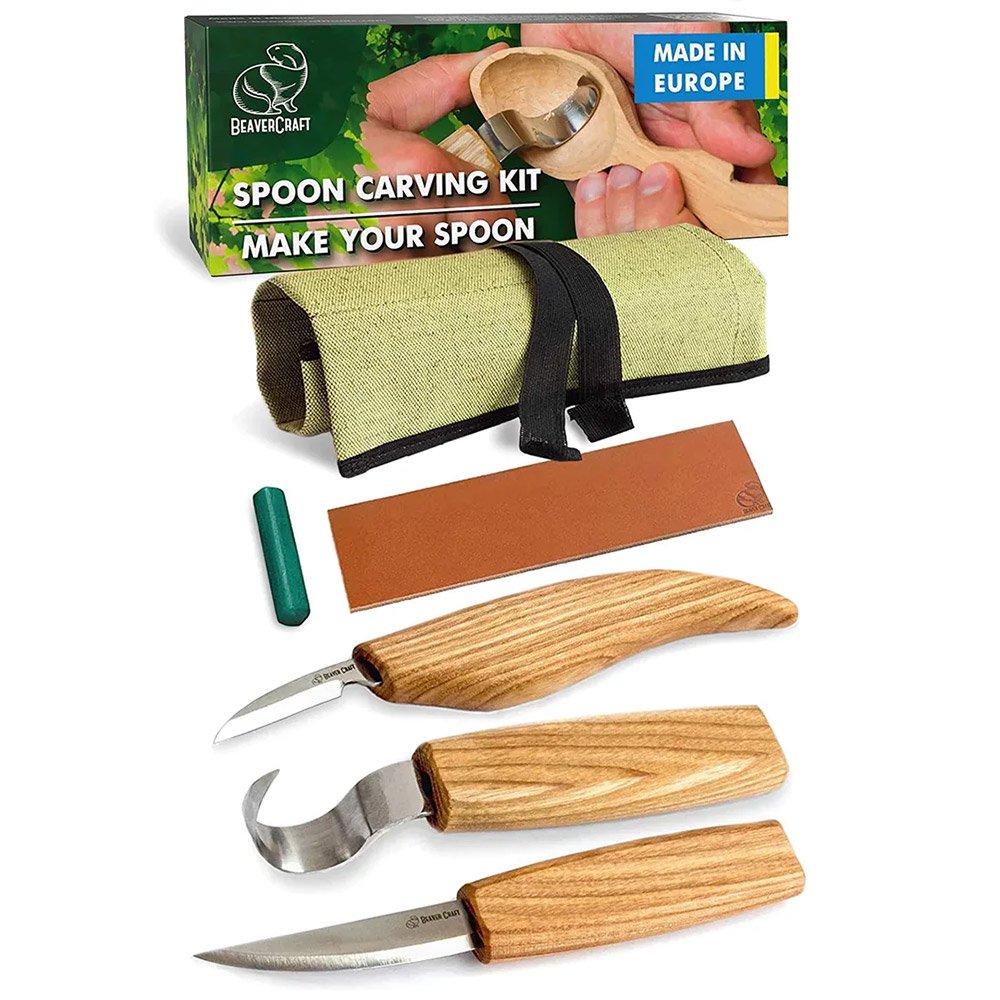 ビーバークラフト　Carving　Extended　knives　in　roll　S13　スプーン彫刻用木彫りツールセット　Craft　Set　Beaver　Spoon　accessories)
