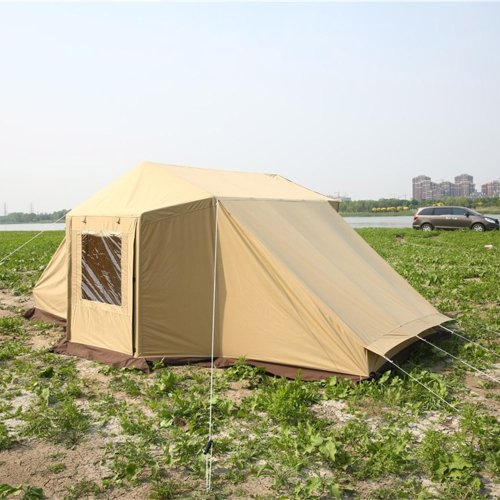 プレイドゥ 2ルームロッジ型テント 5-6人用 TCテント コットンキャンバス ビンテージテント 家型テント 大型テント PlayDo 2 Room Cotton Canvas Tent
