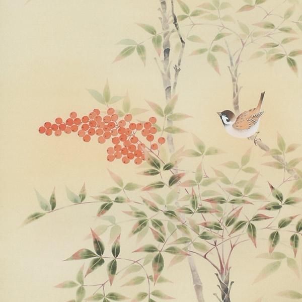 南天に小禽 画:石田由幾 三宝堂オンラインショップ 南天に小禽 画:石田由幾 三宝堂オンラインショップ