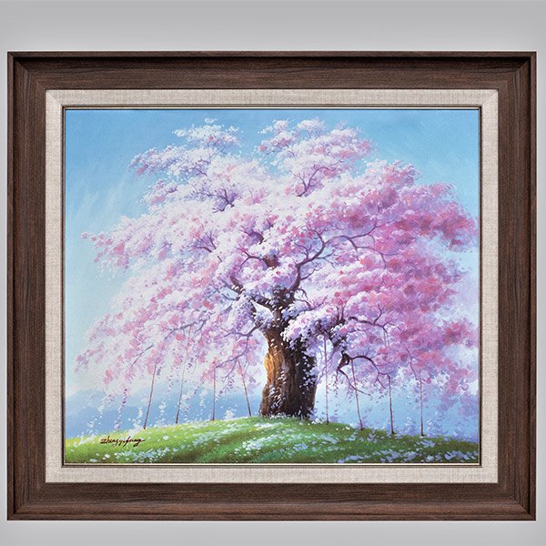 YO− １０２４　三春の滝桜〈F10号〉　肉筆油彩画

