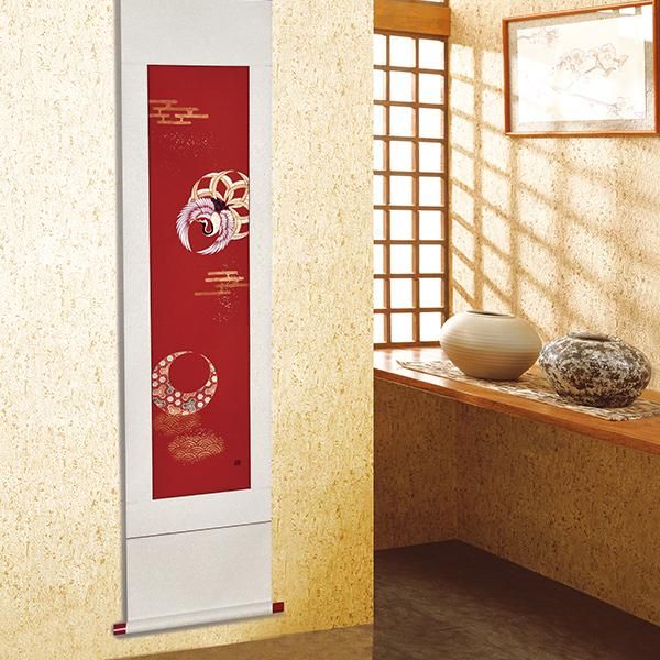 肉筆掛軸「吉祥紋鶴亀」（ きっしょうもんつるかめ） 画：藤澤