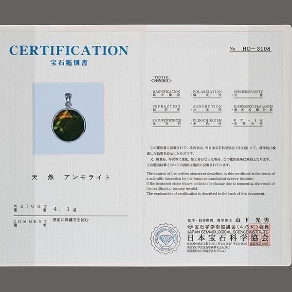 アンモライト六芒星ペンダント チェーン長さ50cm 三宝堂