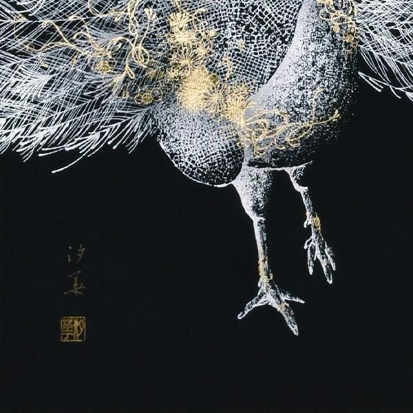 本金箔押掛軸 孔雀美麗 ー 三宝堂オンラインショップ
