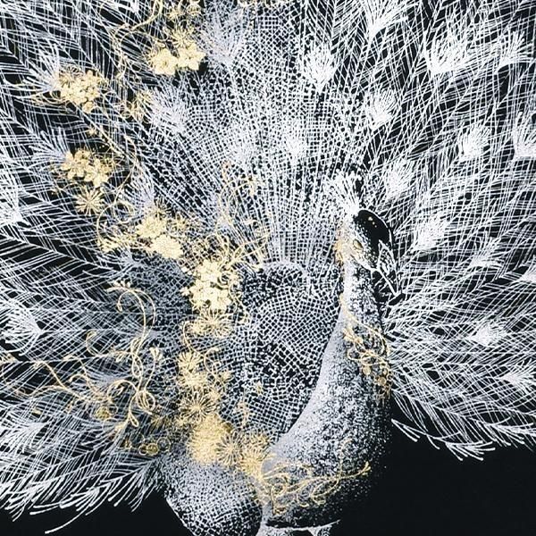 本金箔押掛軸 孔雀美麗 ー 三宝堂オンラインショップ