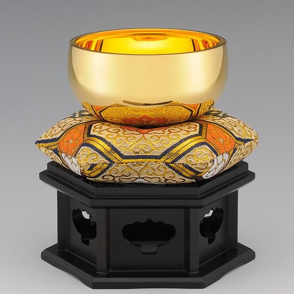 【週末セール】美しい金色のおりん　銘あり　銅製、日本の美 18金製 おりん 3.5寸 (約320g）ー 造幣局検定印入り ー三宝堂