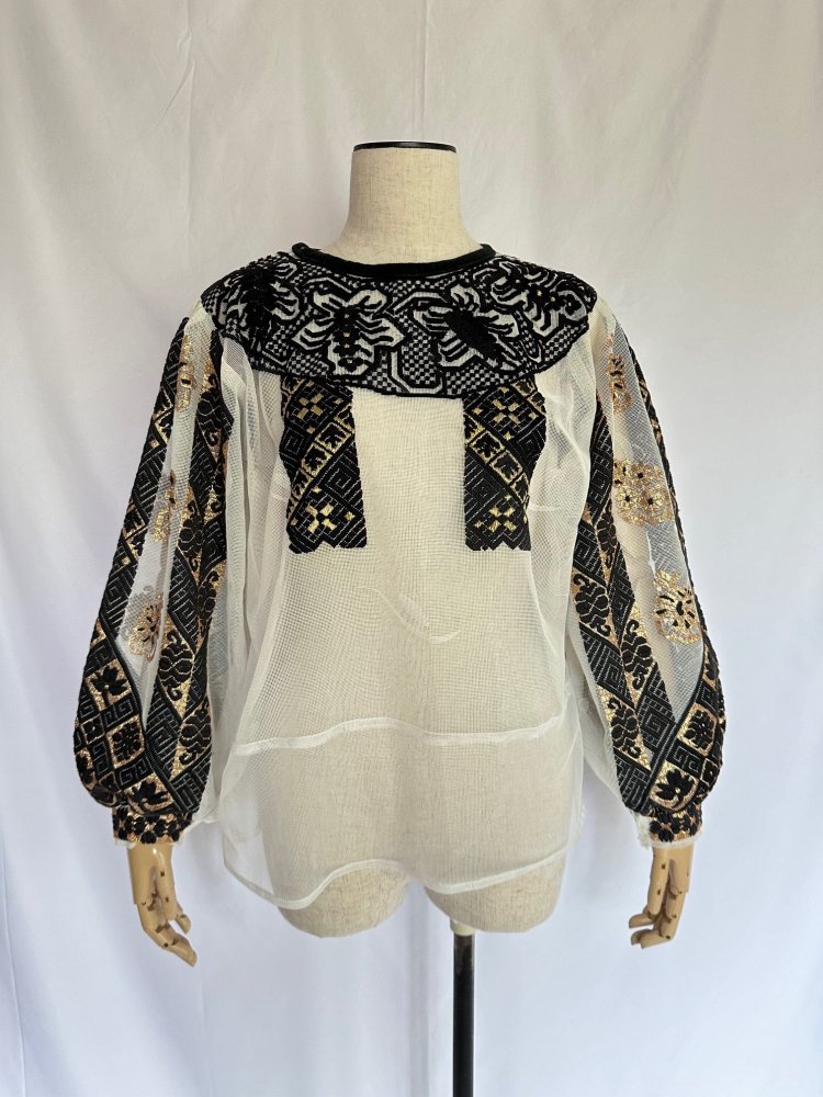 <img class='new_mark_img1' src='https://img.shop-pro.jp/img/new/icons61.gif' style='border:none;display:inline;margin:0px;padding:0px;width:auto;' />vintage see-through romanian blouse NO1