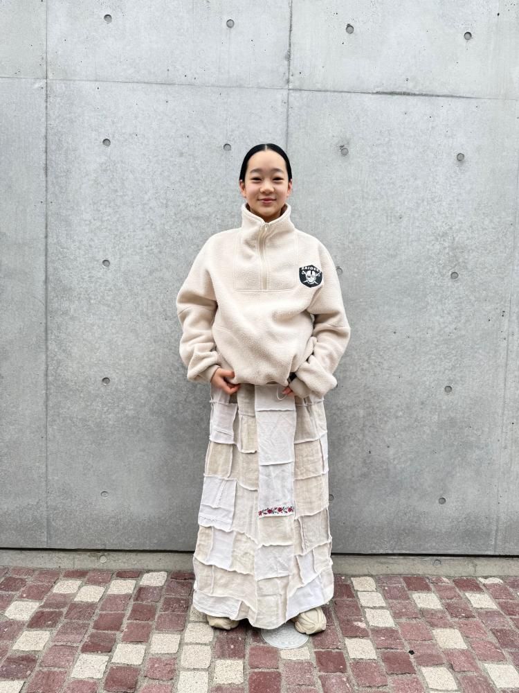 <img class='new_mark_img1' src='https://img.shop-pro.jp/img/new/icons61.gif' style='border:none;display:inline;margin:0px;padding:0px;width:auto;' />MODERATE ORIGINAL ANTIQUE LINEN PATCHWORK SKIRT NO2