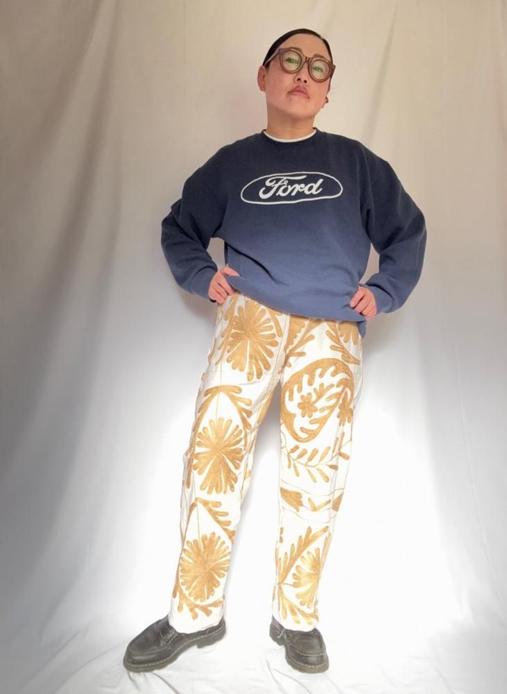 <img class='new_mark_img1' src='https://img.shop-pro.jp/img/new/icons61.gif' style='border:none;display:inline;margin:0px;padding:0px;width:auto;' />moderate original embroidered pants no2