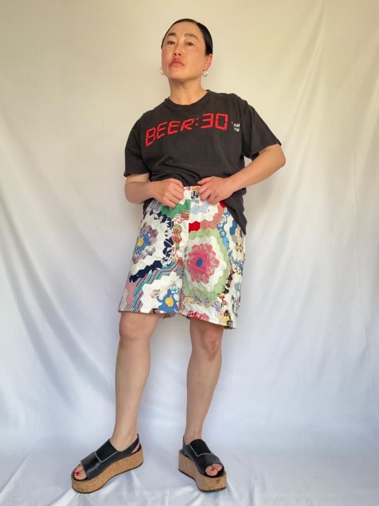 <img class='new_mark_img1' src='https://img.shop-pro.jp/img/new/icons61.gif' style='border:none;display:inline;margin:0px;padding:0px;width:auto;' />moderate original antique quilt top shorts