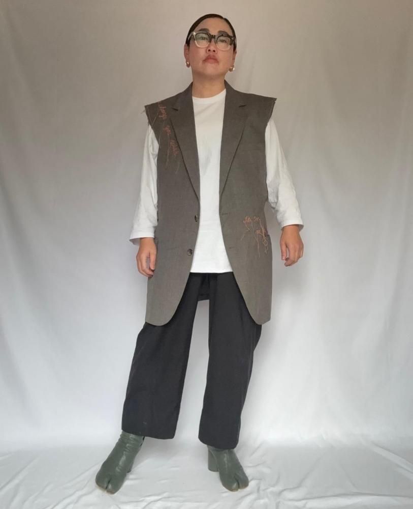 <img class='new_mark_img1' src='https://img.shop-pro.jp/img/new/icons61.gif' style='border:none;display:inline;margin:0px;padding:0px;width:auto;' />collaboration with needlework everyday Oversized Vest