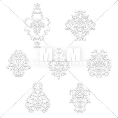 パターン素材 クロスステッチ関連素材 ダマスク柄刺しゅう ホワイトセット M M Collection パターン素材 クロスステッチ関連素材 ダマスク柄刺しゅう ホワイトセット M M Collection