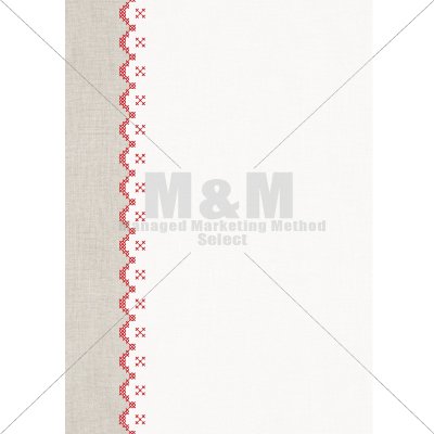 パターン素材 クロスステッチc15 縦ライン プレーンベージュ ホワイト レッド M M Collection