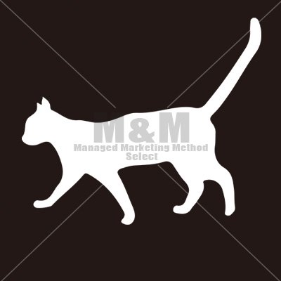 イラスト素材 歩くネコ シルエット ホワイト M M Collection