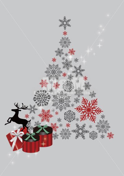 イラスト素材 クリスマス デコレーション セット ４ クリスマスツリー グレー M M Collection