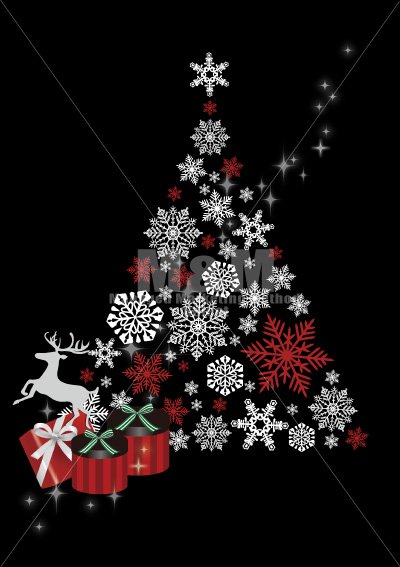 イラスト素材 クリスマス デコレーション セット ５ クリスマスツリー ホワイト M M Collection