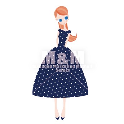 イラスト素材 Woman 04 ネイビーブルーの水玉ドレスの女の子 M M Collection