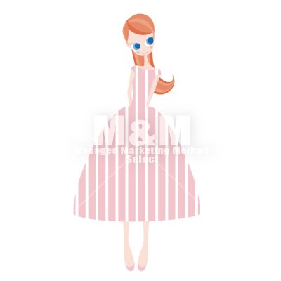 イラスト素材 Woman 08 パステルピンクの縦ストライプドレスの女の子 M M Collection