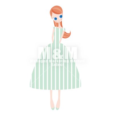 イラスト素材 Woman 09 パステルグリーンの縦ストライプドレスの女の子 M M Collection
