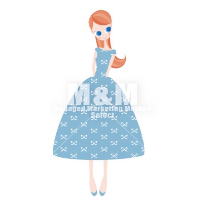 イラスト素材 Woman 22 スカイブルーのリボン柄ドレスの女の子 M M Collection