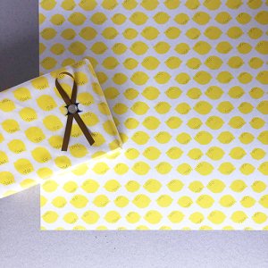 【大判オーダー】レモン柄包装紙/ラッピングペーパー 500枚の商品画像