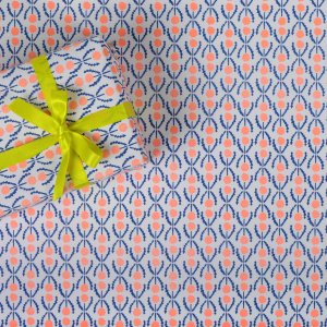 ネオンオレンジの小花柄ラッピングペーパー/包装紙 5枚 の商品画像