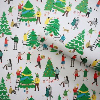クリスマスツリーの準備柄包装紙/ラッピングペーパー - おしゃれな海外包装紙、かわいいラッピングペーパーの専門店
