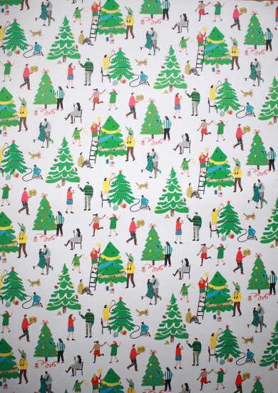 クリスマスツリーの準備柄包装紙/ラッピングペーパー - おしゃれな海外包装紙、かわいいラッピングペーパーの専門店