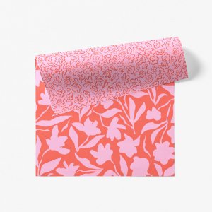 フローラルピンク柄ダブルサイド包装紙/ラッピングペーパー 