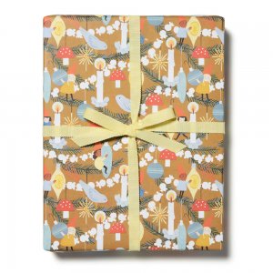 黄土のクリスマスの妖精柄包装紙/ラッピングペーパー の商品画像