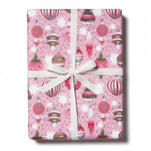 ピンクのレトロオーナメント柄包装紙/ラッピングペーパー の商品画像
