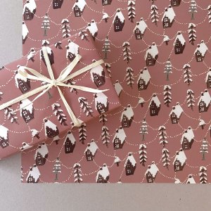 クリスマスイルミネーション／ココア ラッピングペーパー/包装紙 5枚 の商品画像