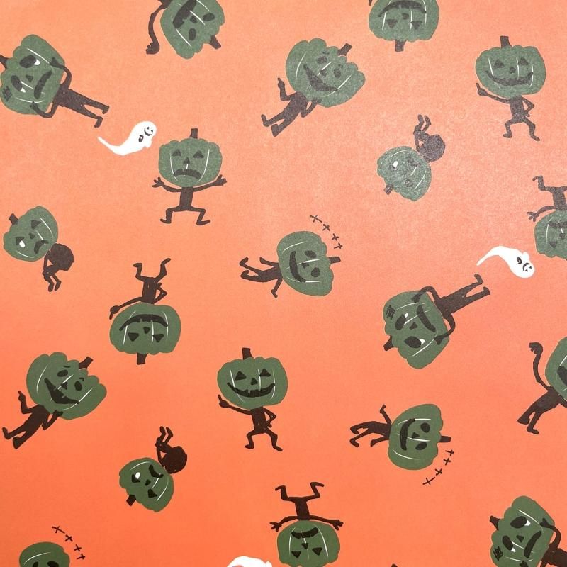 HALLOWEENジャック柄オレンジラッピングペーパー/包装紙 5枚