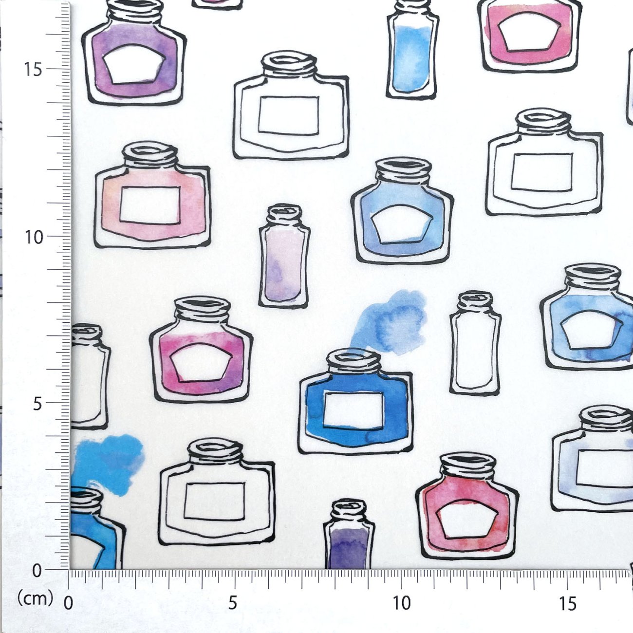 トレーシングペーパーインクボトル柄4枚セット - おしゃれな海外包装紙、かわいいラッピングペーパーの専門店【レガーロパピロ】