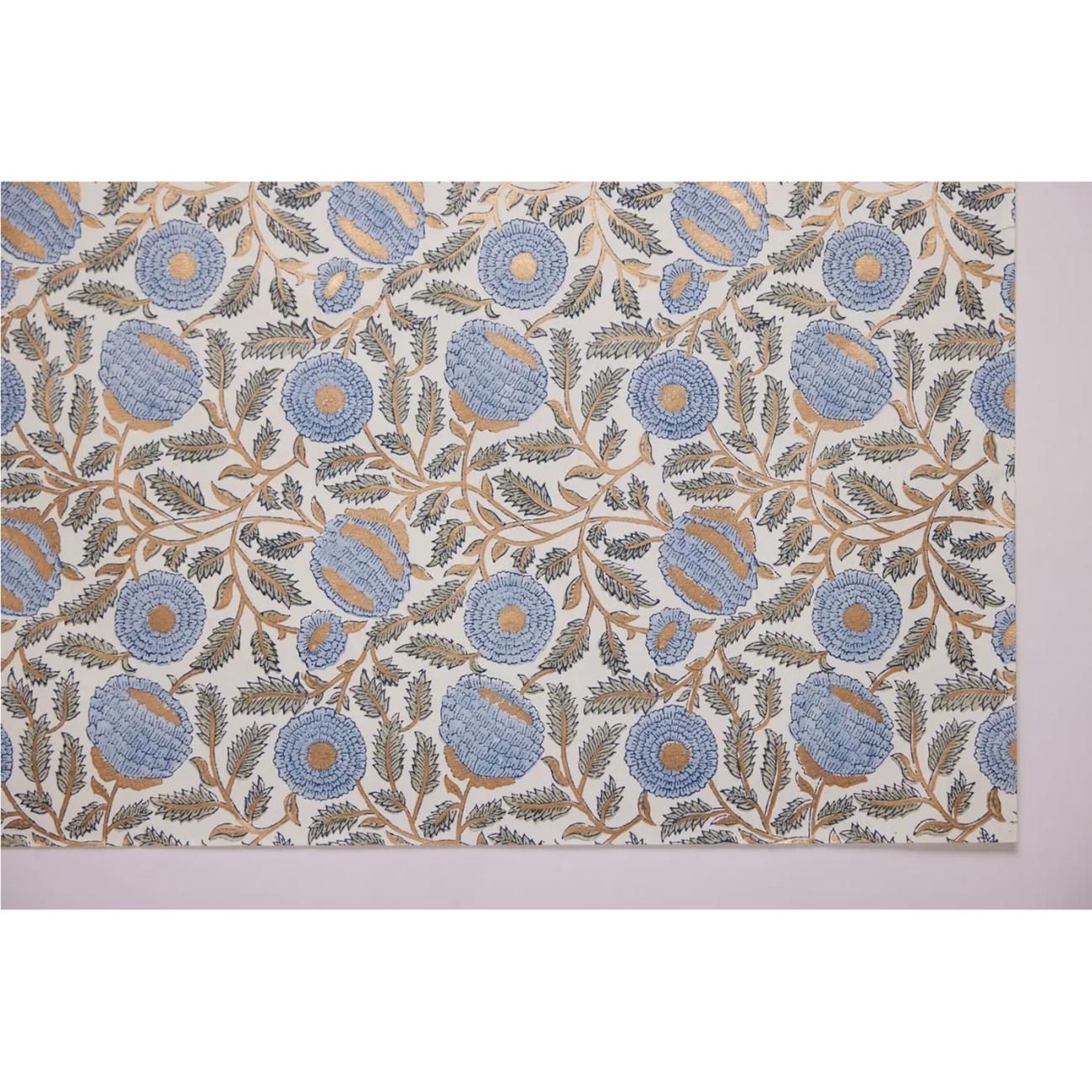 ブロックプリント】インド 金プリント／マリーゴールド柄ペーパー